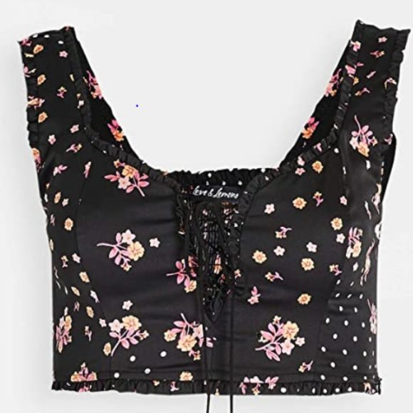 NWT - For Love and Lemons Camellia black Crop Top - Picture 2 of 7